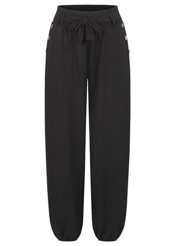 Cloud 5ive Damen Hose Sommer Stoffhose Knopfleiste und Bindegürtel 2-Pockets von Cloud 5ive