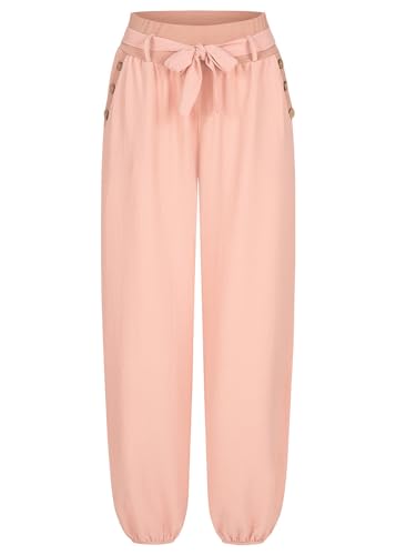 Cloud 5ive Damen Hose Sommer Stoffhose Knopfleiste und Bindegürtel 2-Pockets von Cloud 5ive