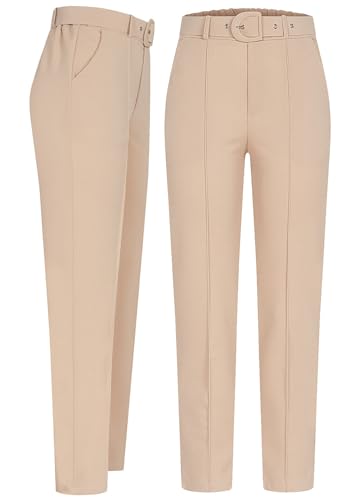 Cloud 5ive Damen Hose elegante Anzughose mit Teilungnähten inklusive Gürtel von Cloud 5ive