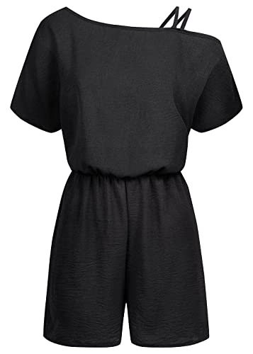 Cloud 5ive Damen Jumpsuit One-Shoulder mit Träger schwarz von Cloud 5ive