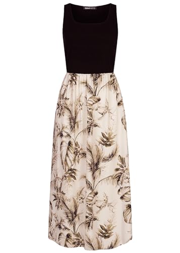 Cloud 5ive Damen Kleid Maxi-Dress 2-Tone mit Palmen Print von Cloud 5ive