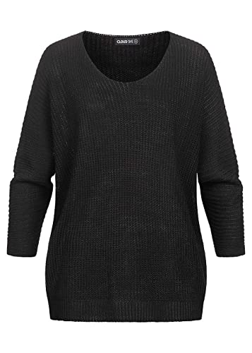 Cloud 5ive Damen Pullover mit 7/8 Fledermausärmeln V-Neck schwarz von Cloud 5ive