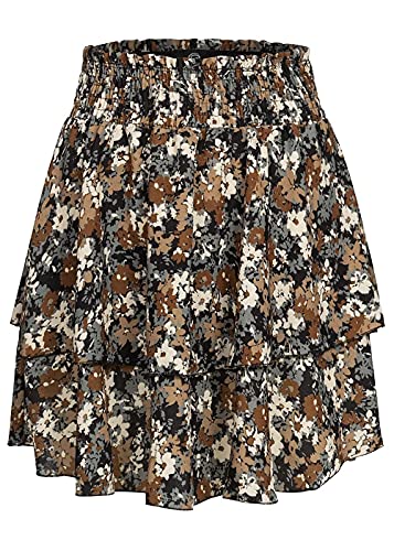 Cloud 5ive Damen Rock Mini Stufenrock Blumen Print 2-lagig von Cloud 5ive