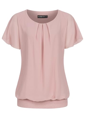 Cloud 5ive Damen Shirt Chiffon Top 2-lagig mit Fledermausärmeln von Cloud 5ive