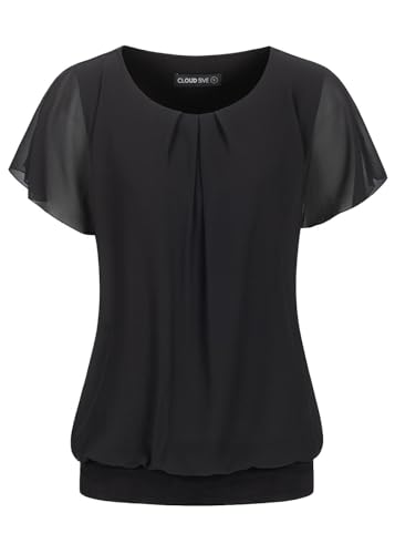 Cloud 5ive Damen Shirt Chiffon Top 2-lagig mit Fledermausärmeln von Cloud 5ive