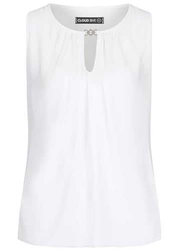 Cloud 5ive Damen Shirt Chiffon Top mit Schlüsselloch-Kragen und Deko-Schnalle von Cloud 5ive