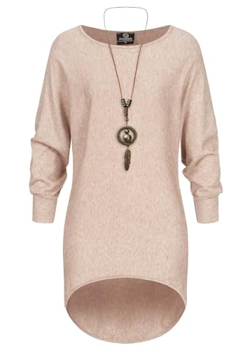 Cloud 5ive Damen Shirt mit Fledermausärmeln Vokuhila Sweater inkl. Kette von Cloud 5ive