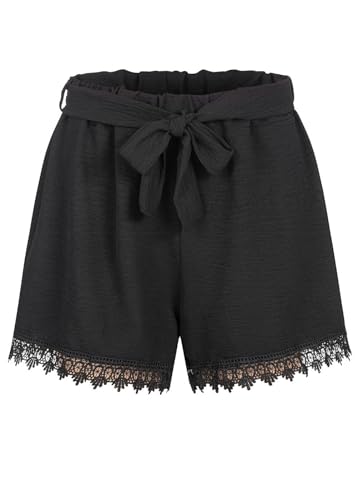 Cloud 5ive Damen Shorts Musselin Hotpants mit Spitzendetails und Bindegürtel von Cloud 5ive