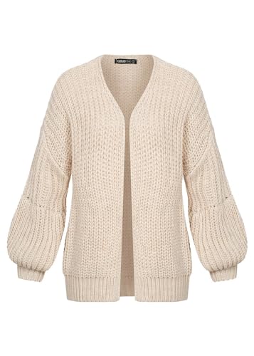 Cloud 5ive Damen Strickjacke Grobstrick Cardigan mit Pufferärmeln von Cloud 5ive