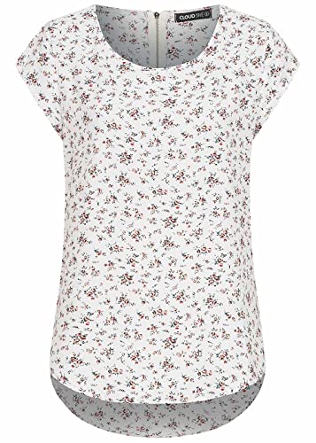 Cloud 5ive Damen Struktur Blusen Shirt mit Zipper hinten Vokuhila Blumen Print von Cloud 5ive