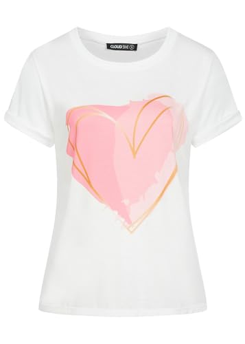 Cloud 5ive Damen T-Shirt mit Herz Schmetterling Print und Rundhals von Cloud 5ive