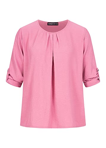 Cloud 5ive Damen Turn-Up Blusen Shirt mit Raffdetail am Kragen pink von Cloud 5ive