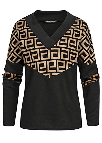 Cloud 5ive Damen V-Neck Sweater Pullover mit Geo-Print von Cloud 5ive