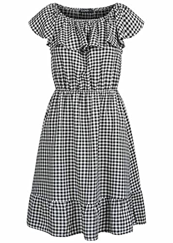 Cloud 5ive Damen Volant Kleid Tailliert mit Karo Muster schwarz Weiss von Cloud 5ive