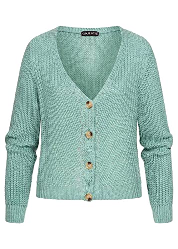 Cloud 5ive Damen kurzer Basic V-Neck Strickcardigan mit Knopfleiste türkis von Cloud 5ive