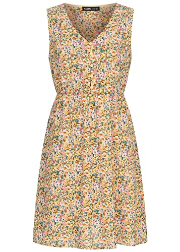 Cloud 5ive Damen leichtes Sommerkleid mit Knopfleiste Blumen Print Weiss mc von Cloud 5ive