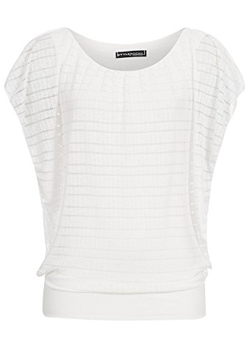 Cloud 5ive Fashion Shirt Damen Top 2-lagig Fledermausärmel breiter Bund von Cloud 5ive