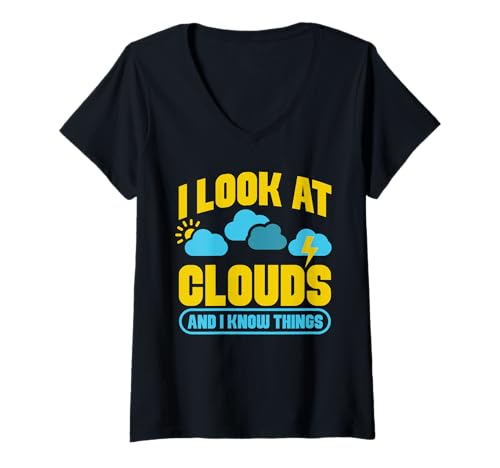 Damen Ich schaue Mir Clouds Design an T-Shirt mit V-Ausschnitt Damen Ich schaue Mir Clouds Design an T-Shirt mit V-Ausschnitt von Cloud Enthusiast Apparel