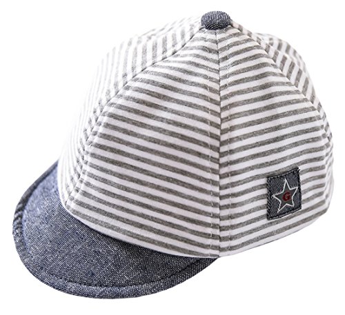 Cloud Kids Baby Kinder Mütze Junge Baseball Cap Hut Streifen Schirmmütze Sonnenhut Grau Größe 42 von Cloudkids