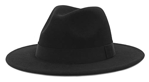 Cloud Kids Unisex Rollbarer Hut mit Breiter Krempe Wollfilzhut Fedora Trilby Hut Wintermütze Panamahut Schwarz Hutumfang 56-58cm von Cloud Kids