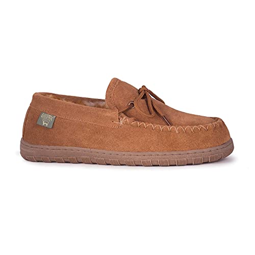 Cloud Nine Sheepskin Hausschuhe Herren Mokassins Schuhe – Schaffell gefüttert Slip-on Indoor & Outdoor Mokassins für Herren, Kastanie, 43 EU von Cloud Nine Sheepskin