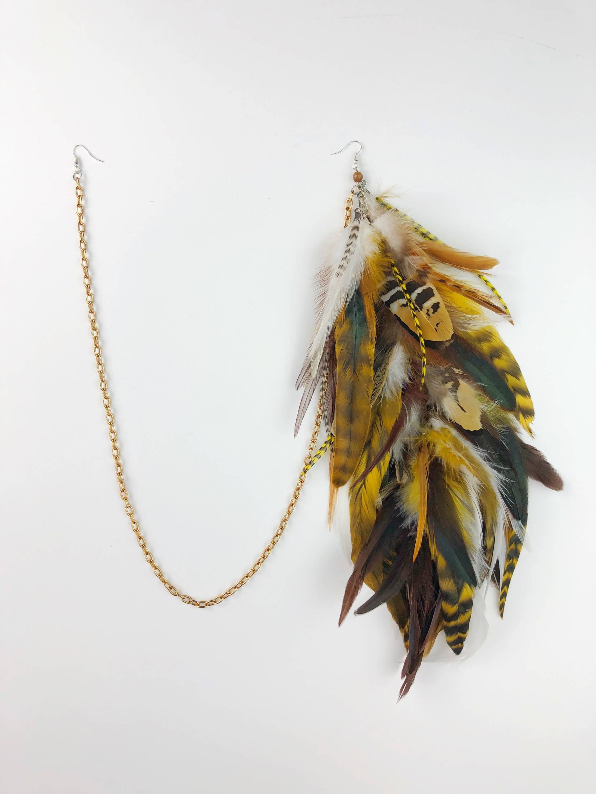 Feder Ohrring Mit Halskette Kette, Festival Schmuck, Ohrring, Halskette, Lange Kette Hippie von Cloud9Jewels