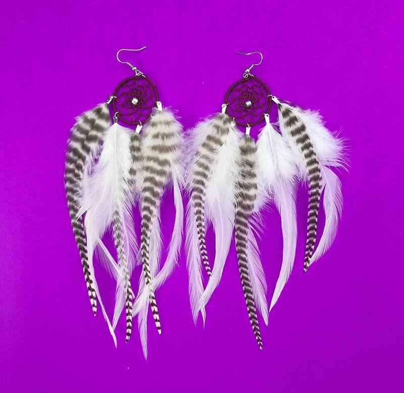 Natürliche Grizzly Traumfänger Federohrring Extra Lang 8-9 Zoll, Sie Wählen Feder-Symbolik, Türkei, Guine, Hahnfedern Natürliche Grizzly Traumfänger Federohrring Extra Lang 8-9 Zoll, Sie Wählen Feder-Symbolik, Türkei, Guine, Hahnfedern von Cloud9Jewels