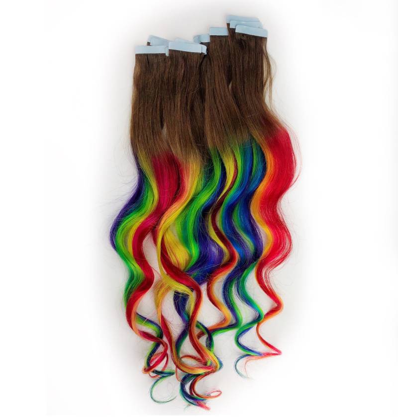 Regenbogen Tape Ins Menschenhaarexpans, in Verlängerungen Bunt Regenbogen Tape Ins Menschenhaarexpans, in Verlängerungen Bunt von Cloud9Jewels