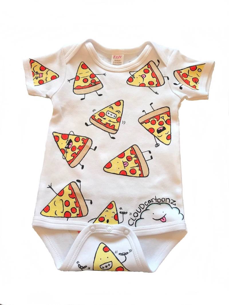 Peperoni Pizza Scheiben Muster Baby Einteiler Bodysuit Layette Kleid Oder Decke | Handbemalt Peperoni Pizza Scheiben Muster Baby Einteiler Bodysuit Layette Kleid Oder Decke | Handbemalt von CloudCartoonz