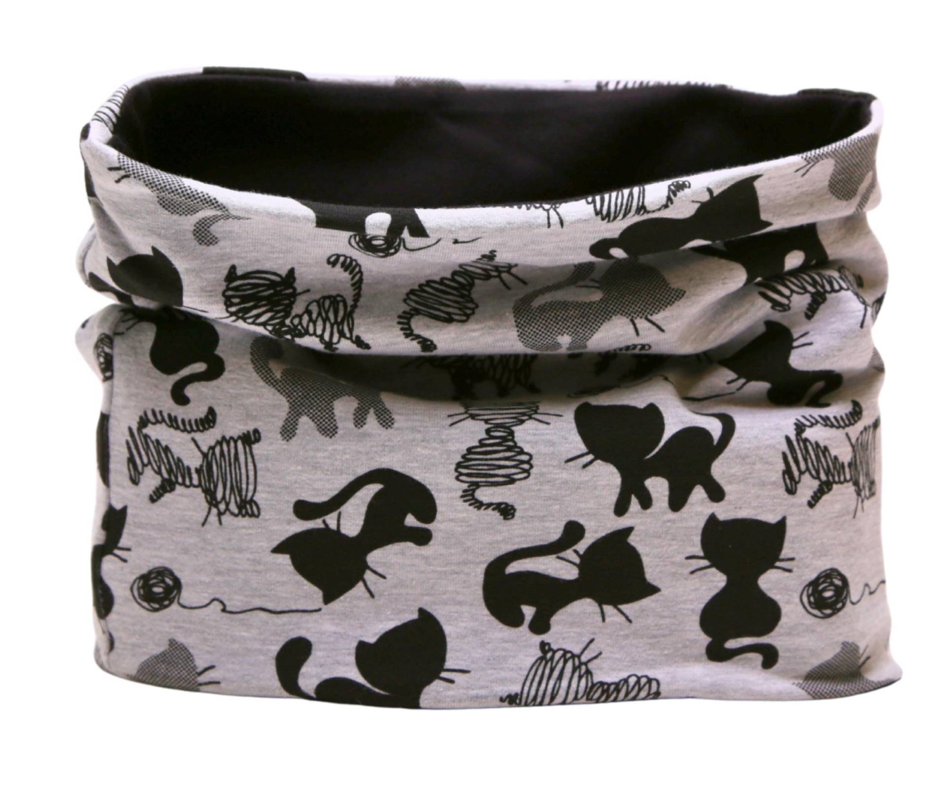 Katzen Auf Grau Halswärmer - Stretch Baumwolljersey Herbst-, Winterschal Für Kinder Und Erwachsene Oeko-Tex Handmade Czechia von CloudLoomCo