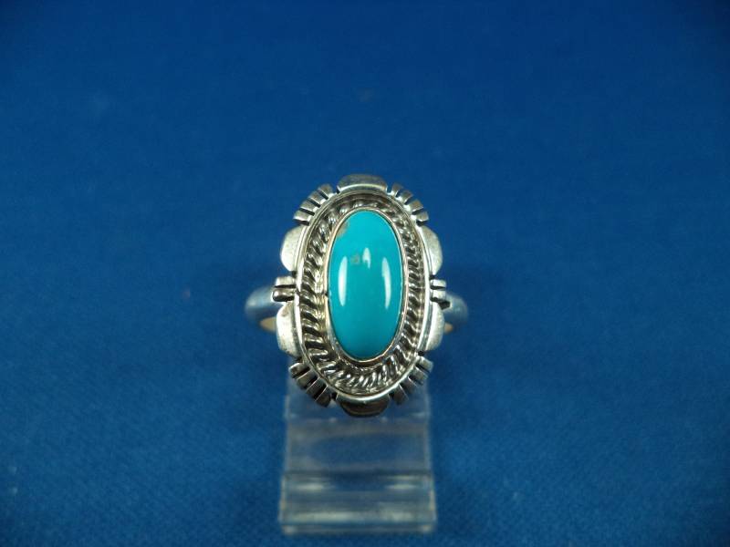 Vintage Sterling Silber Türkis Concho Ring - Größe 9 von CloudcroftTrading