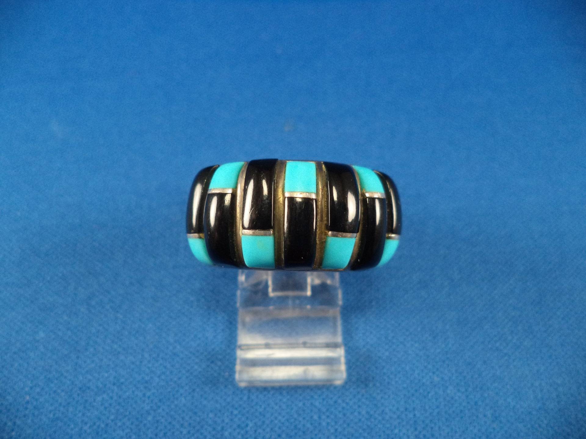 Vintage Sterling Silber Türkis Onyx Ring - Größe 10 von CloudcroftTrading