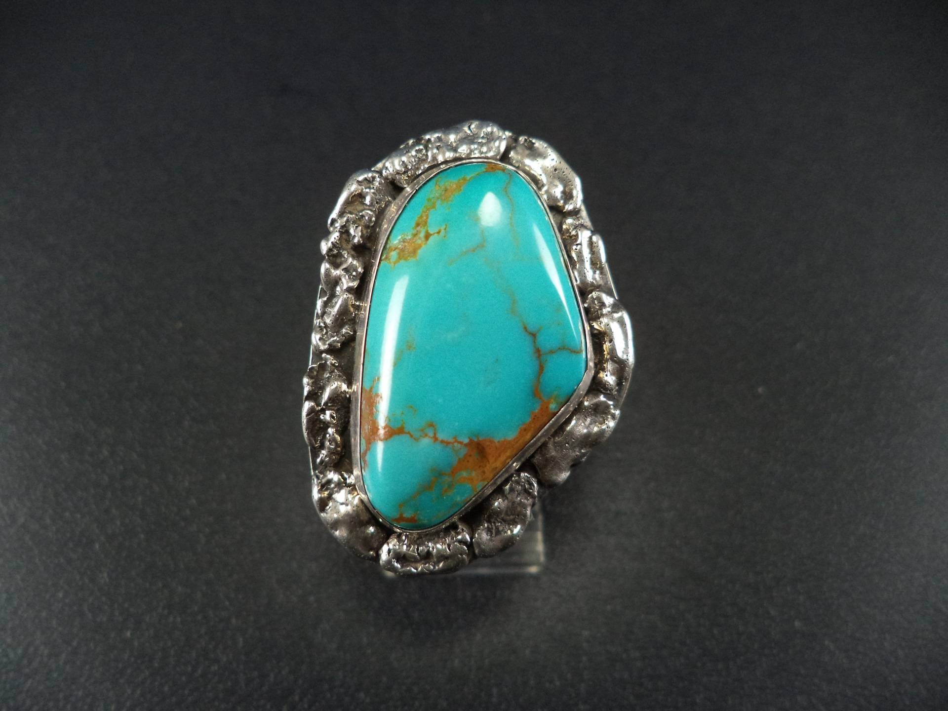 Vintage Sterling Silber Türkis Ring - Größe 8 von CloudcroftTrading