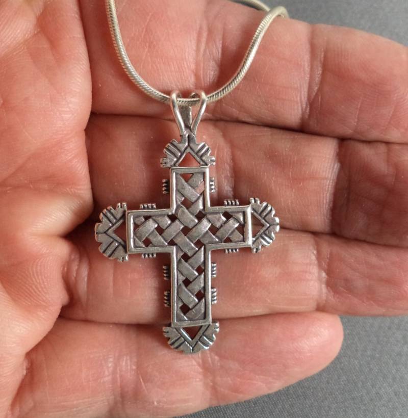sterling Silber Woven Cross Design Kreuz Anhänger sterling Silber Woven Cross Design Kreuz Anhänger von CloudcroftTrading