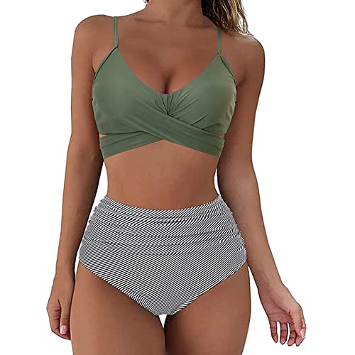 Cloudsemi Bikini Damen Set Push Up Geteilter Badeanzug V Ausschnitt Blumenmuster Zweiteiliger Badeanzug Swimsuit von Cloudsemi