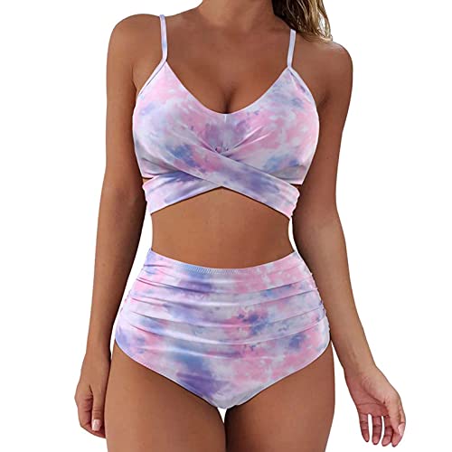 Cloudsemi Bikini Damen Set Push Up Geteilter Badeanzug V Ausschnitt Blumenmuster Zweiteiliger Badeanzug Swimsuit von Cloudsemi