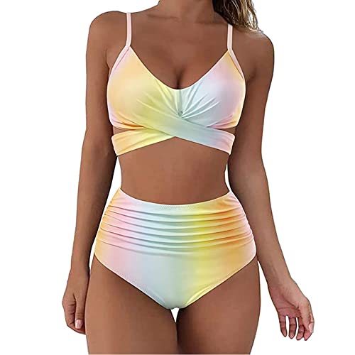 Cloudsemi Bikini Damen Set Push Up Geteilter Badeanzug V Ausschnitt Blumenmuster Zweiteiliger Badeanzug Swimsuit von Cloudsemi