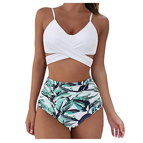 Cloudsemi Bikini Damen Set Push Up Geteilter Badeanzug V Ausschnitt Blumenmuster Zweiteiliger Badeanzug Swimsuit von Cloudsemi