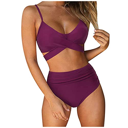 Cloudsemi Bikini Damen Set Push Up Geteilter Badeanzug V Ausschnitt Blumenmuster Zweiteiliger Badeanzug Swimsuit von Cloudsemi