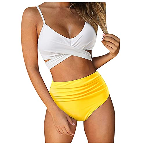 Cloudsemi Bikini Damen Set Push Up Geteilter Badeanzug V Ausschnitt Blumenmuster Zweiteiliger Badeanzug Swimsuit von Cloudsemi