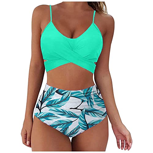 Cloudsemi Bikini Damen Set Push Up Geteilter Badeanzug V Ausschnitt Blumenmuster Zweiteiliger Badeanzug Swimsuit von Cloudsemi