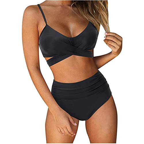 Cloudsemi Bikini Damen Set Push Up Geteilter Badeanzug V Ausschnitt Blumenmuster Zweiteiliger Badeanzug Swimsuit von Cloudsemi