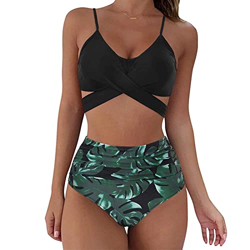 Cloudsemi Bikini Damen Set Push Up Geteilter Badeanzug V Ausschnitt Blumenmuster Zweiteiliger Badeanzug Swimsuit von Cloudsemi