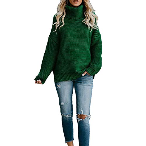 Cloudsemi Damen Strickpullover Casual Winter Pullover Sweater Sweatshirt Winter Bluse (Grün, M) von Cloudsemi