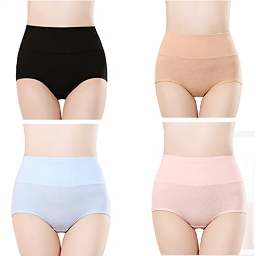 Cloudsemi Unterhosen Damen 4er Pack Baumwolle Hohe Taille Slips Weich Bequeme Unterwäsche von Cloudsemi