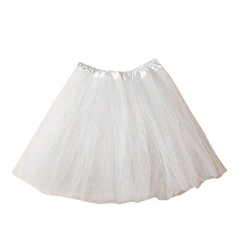 Damen Tütü Tutu Minirock Petticoat Tanzkleid Ballettrock Pettiskirt Unterrock, Mutter, weiß von Cloudsemi