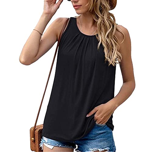 T-Shirt Damen Ärmellose Sommer Tunika Loose Fit Tank Tops von Cloudsemi