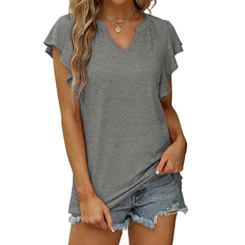 T-Shirt Damen Kurzarm V Ausschnitt Sexy Sommer Oberteile Tops Tunika Oberteile Top Hemd Sommer Frühling von Cloudsemi