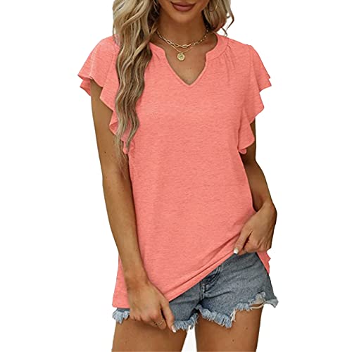 T-Shirt Damen Kurzarm V Ausschnitt Sexy Sommer Oberteile Tops Tunika Oberteile Top Hemd Sommer Frühling von Cloudsemi