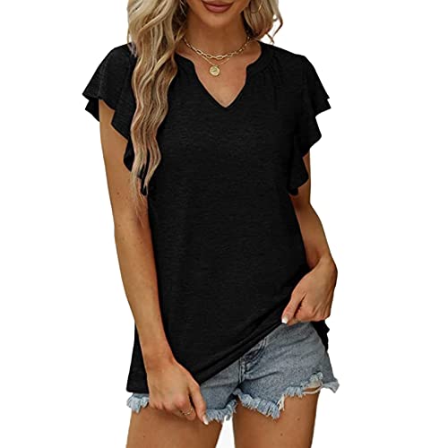 T-Shirt Damen Kurzarm V Ausschnitt Sexy Sommer Oberteile Tops Tunika Oberteile Top Hemd Sommer Frühling von Cloudsemi